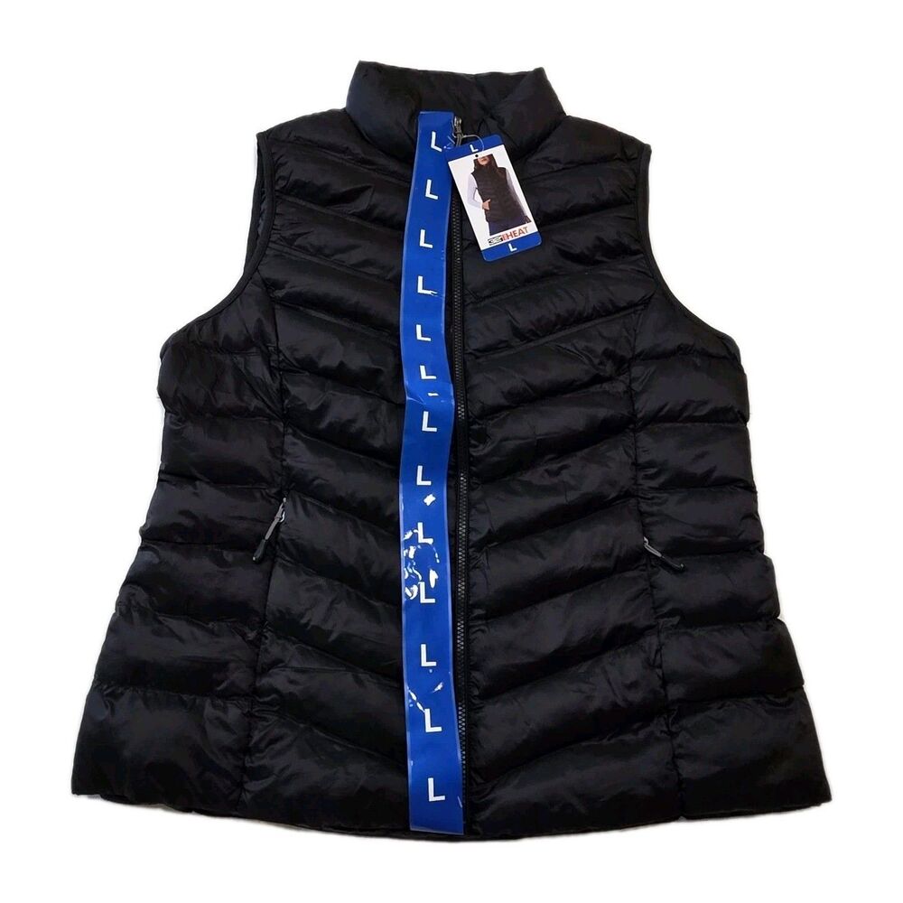 32 Degrees Heat Women's Lightweight Puffer Vest, Black, Size Large‎ - Picture 3 of 5